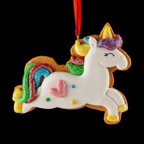 Украшение елочное из глины "Пряничный единорог" 9см
