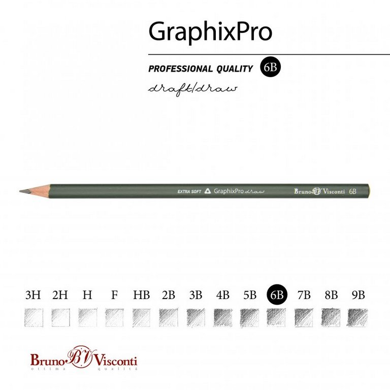 Карандаш ч/г  6В трехгранный Bruno Visconti "GraphixPro"