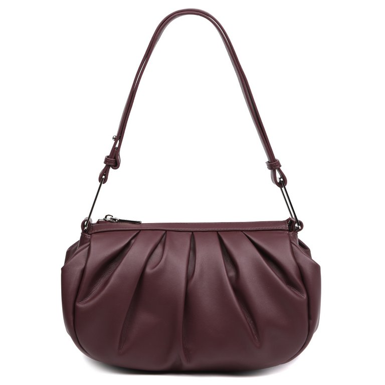 Сумка женская FABRETTI 27х14х7 см, нат. кожа, бордовый