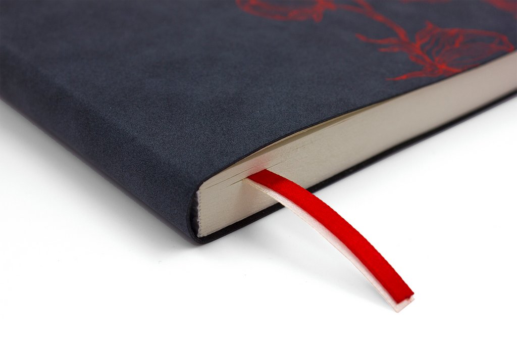 Бизнес-блокнот А4 128л., 205*270 мм, кожзам Полином "COTTON" клетка+точка, цв. серо/красный