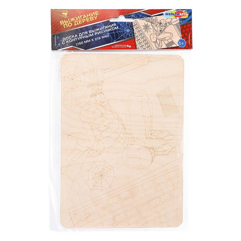 Выжигание "Спайдер" 20*22 см, МУЛЬТИ АРТ (панно с рисунком)