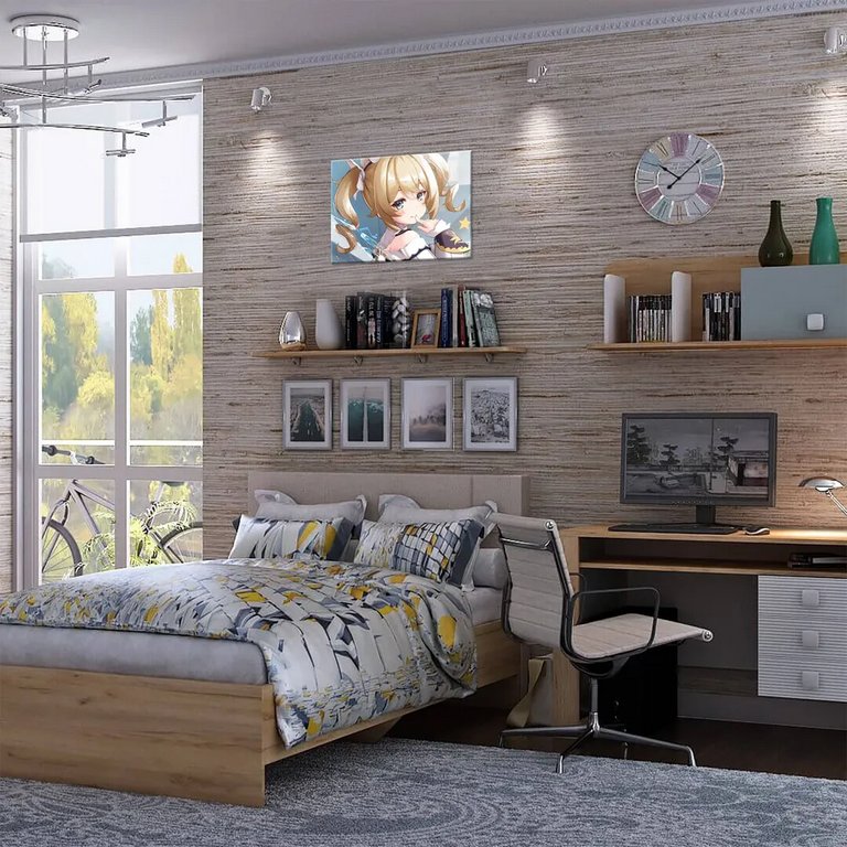 Роспись по номерам (холст) 30*40см Геншин "Барбара" (основа+акрил.крю+кисти) 18 цв.