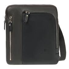 Сумка для документов женская Dr.Koffer 21x24x4см, нат. кожа, через плечо, сер/синяя