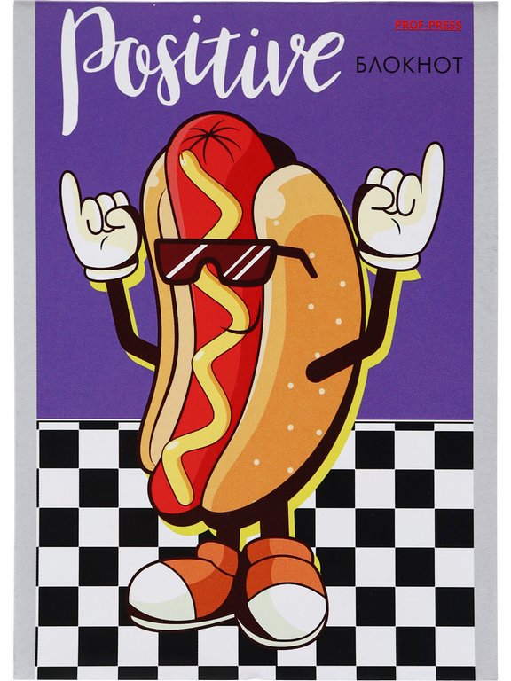 Блокнот А6  24л., 105*148 мм, на скрепке"УЛЁТНЫЙ ФАСТФУД" ассорти, блок-офсет