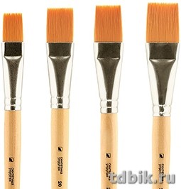 Кисть Синтетика упругая № 8 плоская Хобби (длинная ручка) d-8,0мм/L-12,0мм Альбатрос