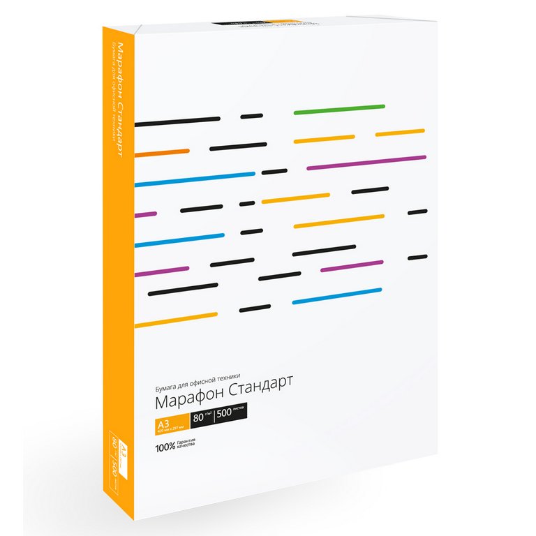 Бумага офисная Марафон Стандарт А3, 80 г/м2, 146% CIE 96% ISO,толщ.106мкм, непрозр. 92%, 500 л/пач.