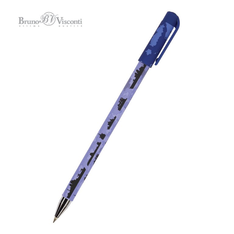 Ручка шариковая с рис. Bruno Visconti "HappyWrite Корабли" 0,5мм синяя (стерж.140мм, линия 0,38мм)