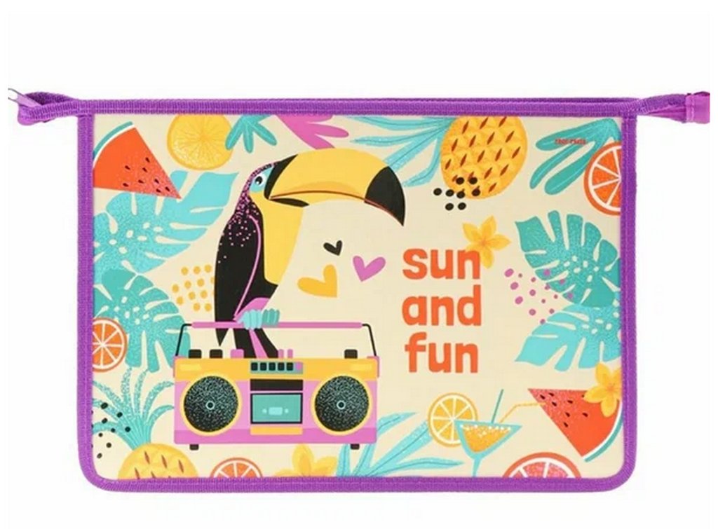 Папка для тетрадей А4 на молнии Prof-Press "ТУКАН МЕЛОМАН" картон + пластик