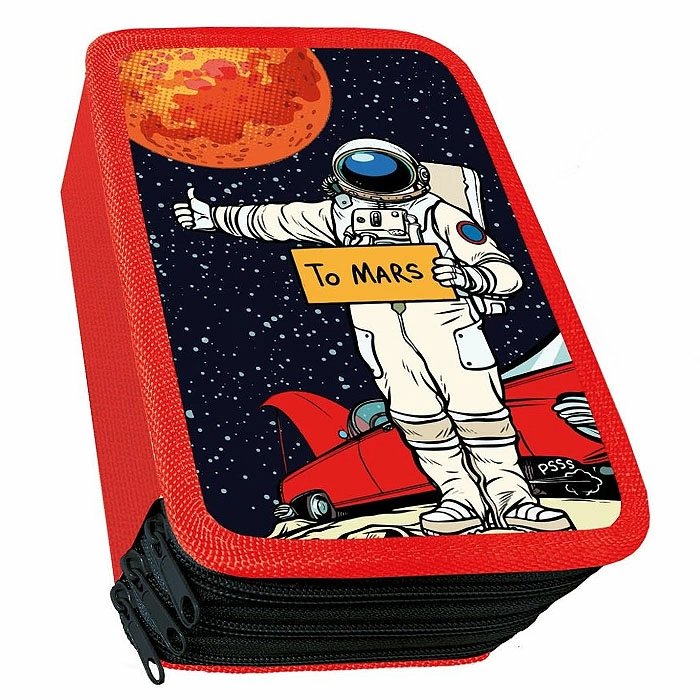 Пенал 3 отд. для мальчика Darvish "Такси на марс" 190*105 (ткань, ламинир.картон)
