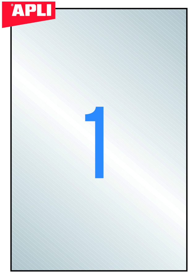 Этикетки самоклеящиеся погодоустойчив, д/лаз.печати А4 210*297, 1 этик.прямоуг.края, серебро, Apli