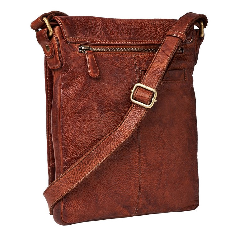 Сумка мужская Dr.Koffer 27х23х4 см, нат. кожа, на плечевом ремне, коньячный