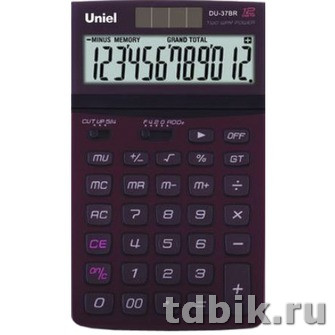 Калькулятор наст. Uniel UD-37BR (12 разр.180*108*32 мм), темно-кофейный