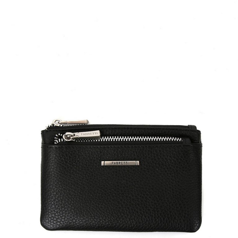 Портмоне FABRETTI женское, нат. кожа, 13,5*9*0,5см,  черный