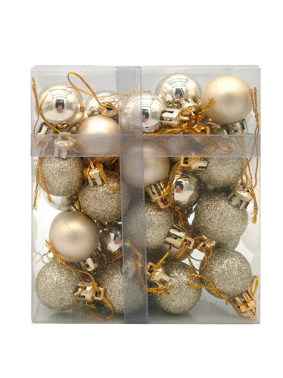 Набор шаров  цвет золото  30 мм 29 шт + верхушка звезда 1шт (11см)