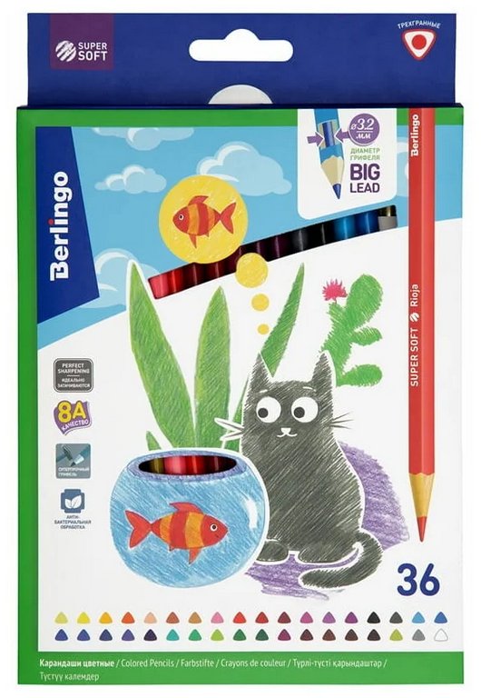 Набор карандашей  36 цв. трехгранные Berlingo "SuperSoft. Жил-был кот"