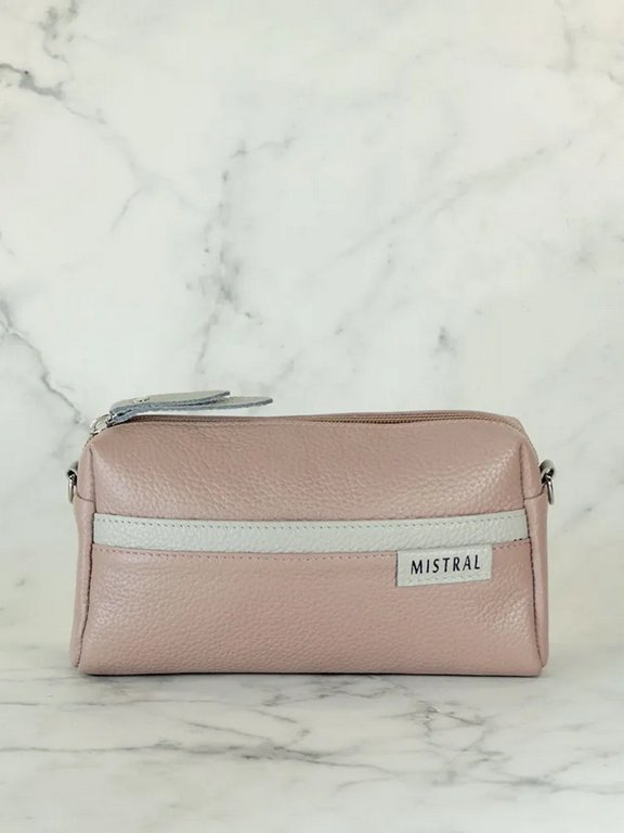 Сумка женская Mistral малая, цвет пепельно/розовый, кожа