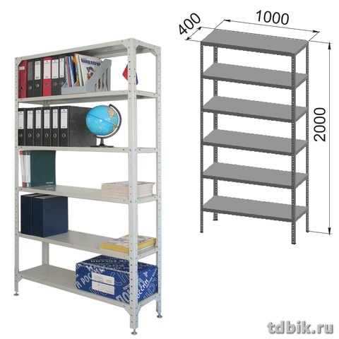 Стеллаж металлич. архивный с 6-ю полками (2000*1000*400мм) универсальный