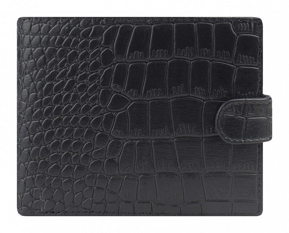 Портмоне Alliance 12,5х10см нат. кожа, на кнопке, цвет черный