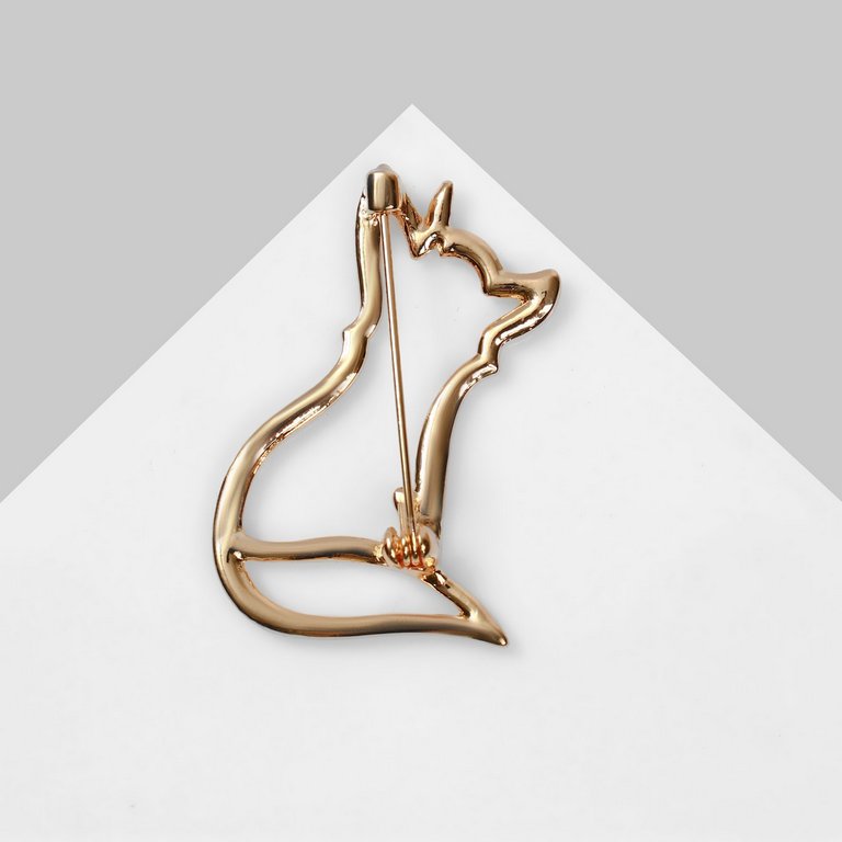 Брошь металл «Лиса сидящая», цвет золото