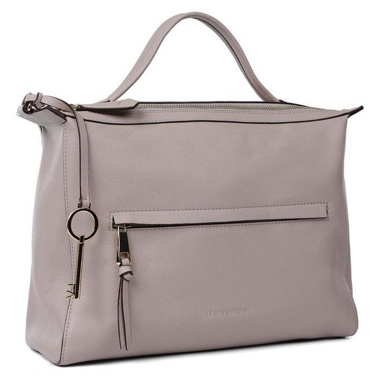 Сумка женская LEO VENTONI 34*24,5*12,5см, нат. кожа, серый