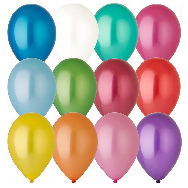 Шар воздушный 14 дюймов (35см) без рисунка ассорти металлик