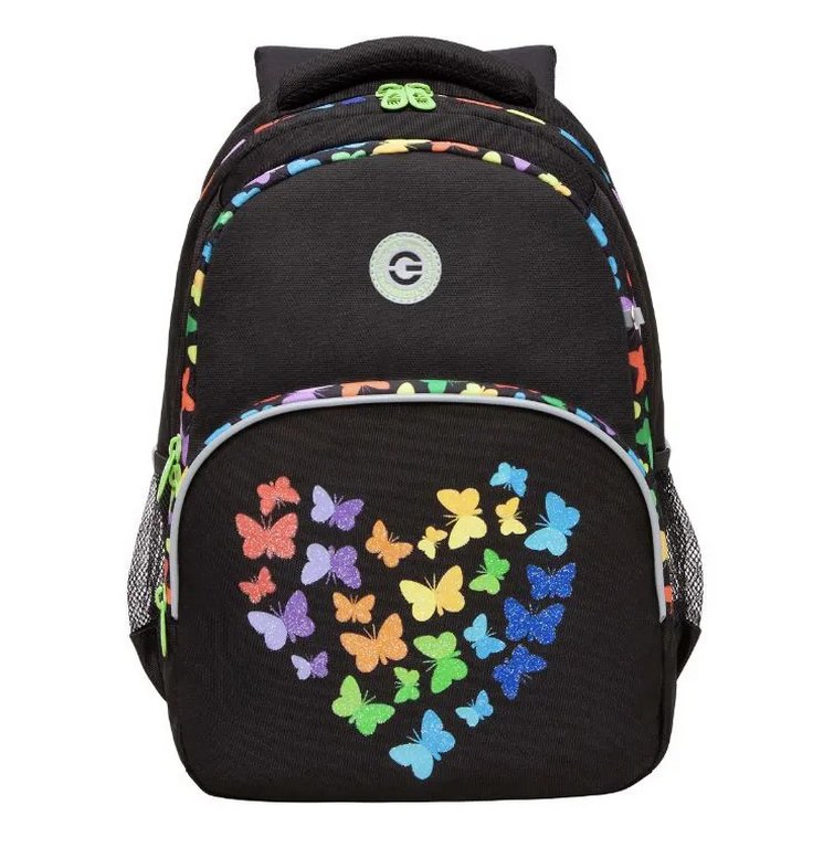 Рюкзак школьный для девочки Grizzly 27*40*20 см, черный