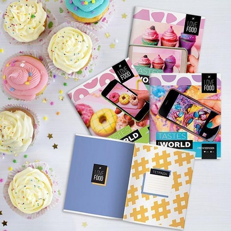Тетрадь 48 лист кл. А5 на скрепке LOREX "INSTA FOOD" soft touch, двойная обложка