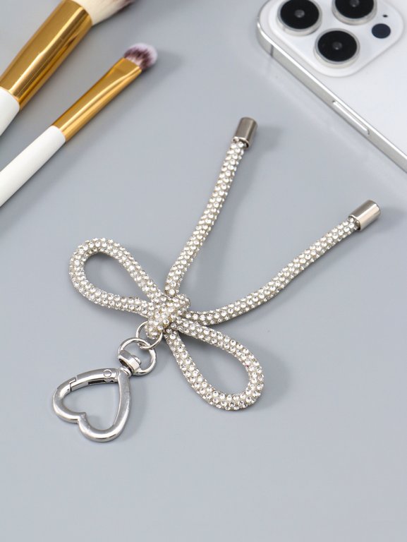 Брелок "Бант со стразами" под серебро, 11*7,5*1,5 см