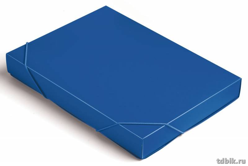 Папка на резинке короб А4 пластик 0,7 мм, ширина 40мм, синяя Бюрократ