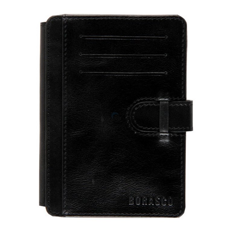 Обложка для документов Borasco "Квест" нат.кожа, черная/коричневая