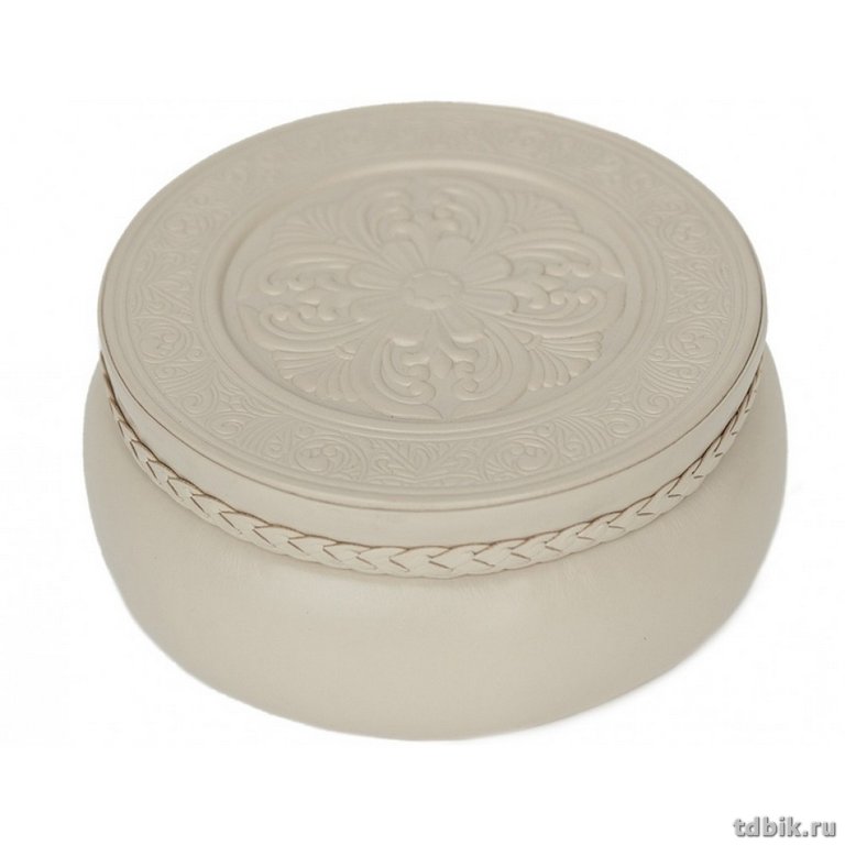 Шкатулка для украшений из натуральной кожи 160*160мм "Макей",цв.ассорти  с художественной вставкой