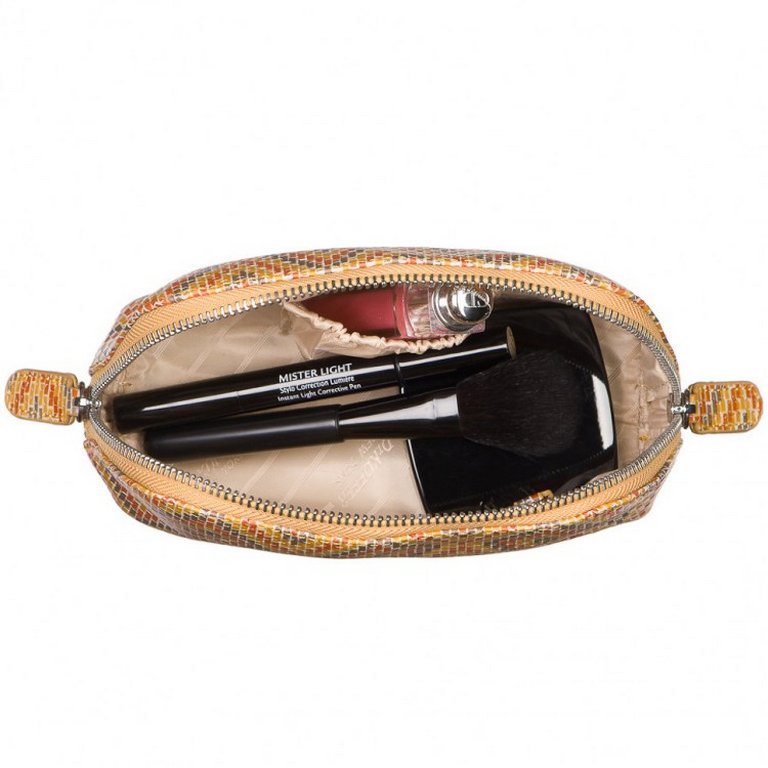 Косметичка Dr.Koffer 10,5*18,5*6,5см, нат. кожа, на молнии, коричневая