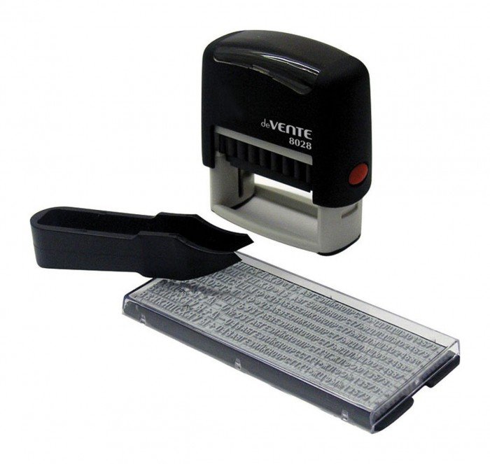 Штамп самонаборный  7 стр 60х35 мм 2 кассы deVENTE 8028, корпус черный