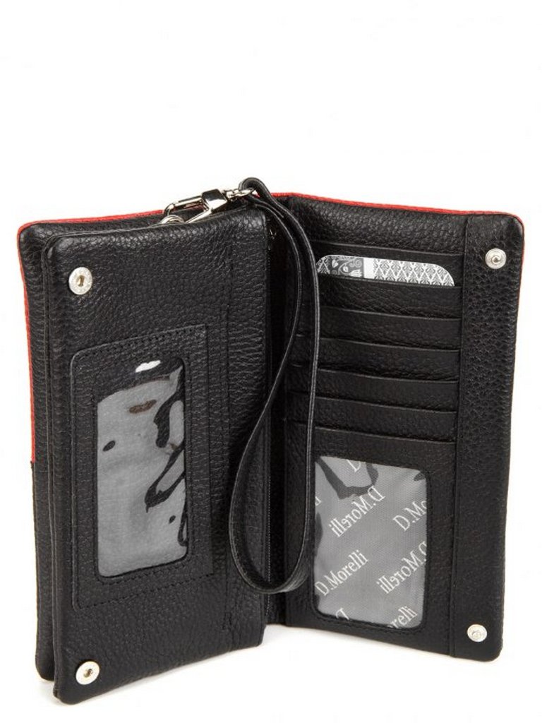 Портмоне D.Morelli "Duo" нат. кожа, черно-красное