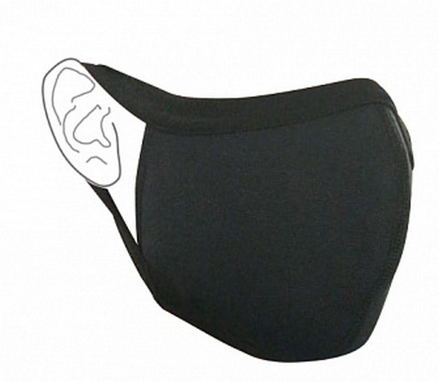 Маска бытовая многоразовая, трикотаж, резинка, черная, 2 слоя