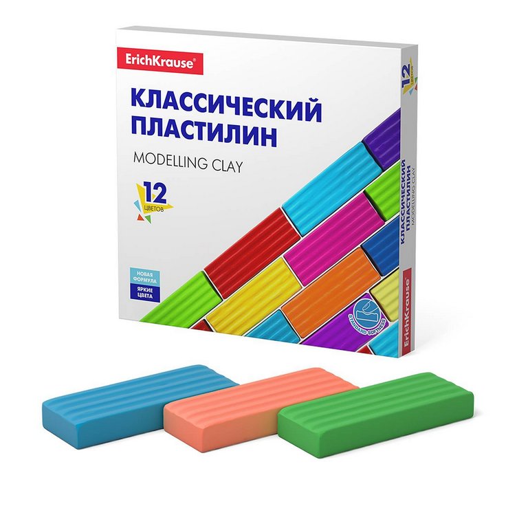 Пластилин 12 цв. 192 гр. ErichKrause "Basic"  картон. коробка