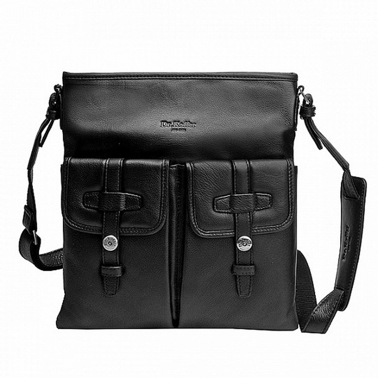 Сумка молодежная Dr.Koffer 30*28*3 см, на плечевом ремне, цвет черный