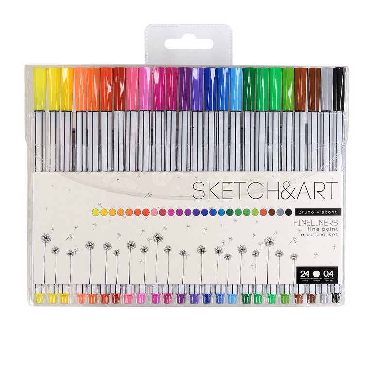 Набор капиллярных ручек 24шт. Bruno Visconti "SKETCH&ART" 0,4мм