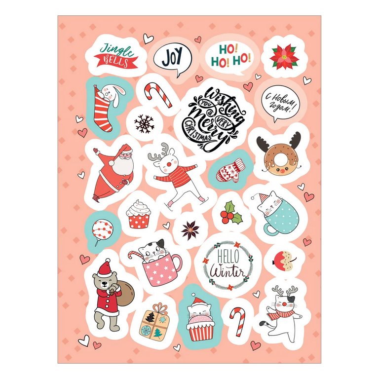 Набор наклеек 100 шт "Зимние" Росмэн