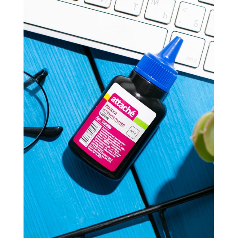 Краска штемпельная Attache 45 гр синяя на водно-глицериновой основе