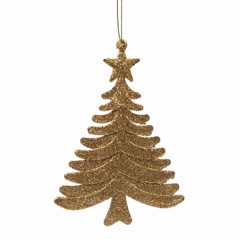 Украшение елочное из пластика "Ель золотая" 10x14,5x0,1см