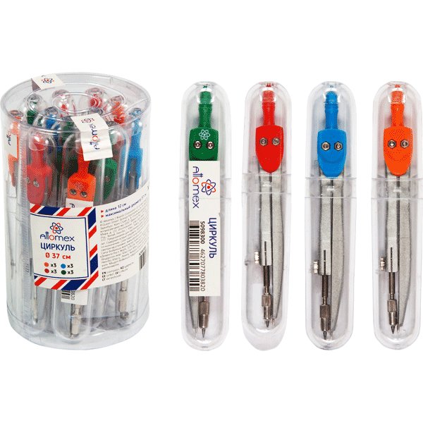 Циркуль 120 мм в пенале Attomex, цв. ассорти