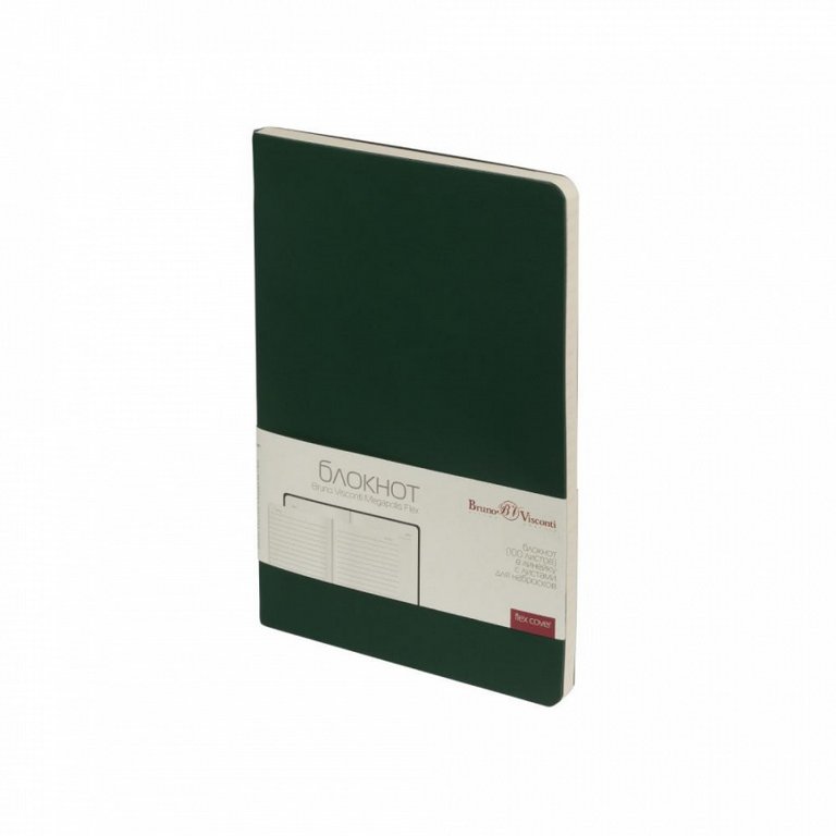 Блокнот А5 100л., 148*210 мм, обложка кож. зам. "Megapolis Flex" зеленый