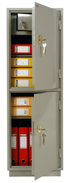 Шкаф бухгалтерский метал. 2 секции (1300*420*360мм) 2 полки, замок, трейзер