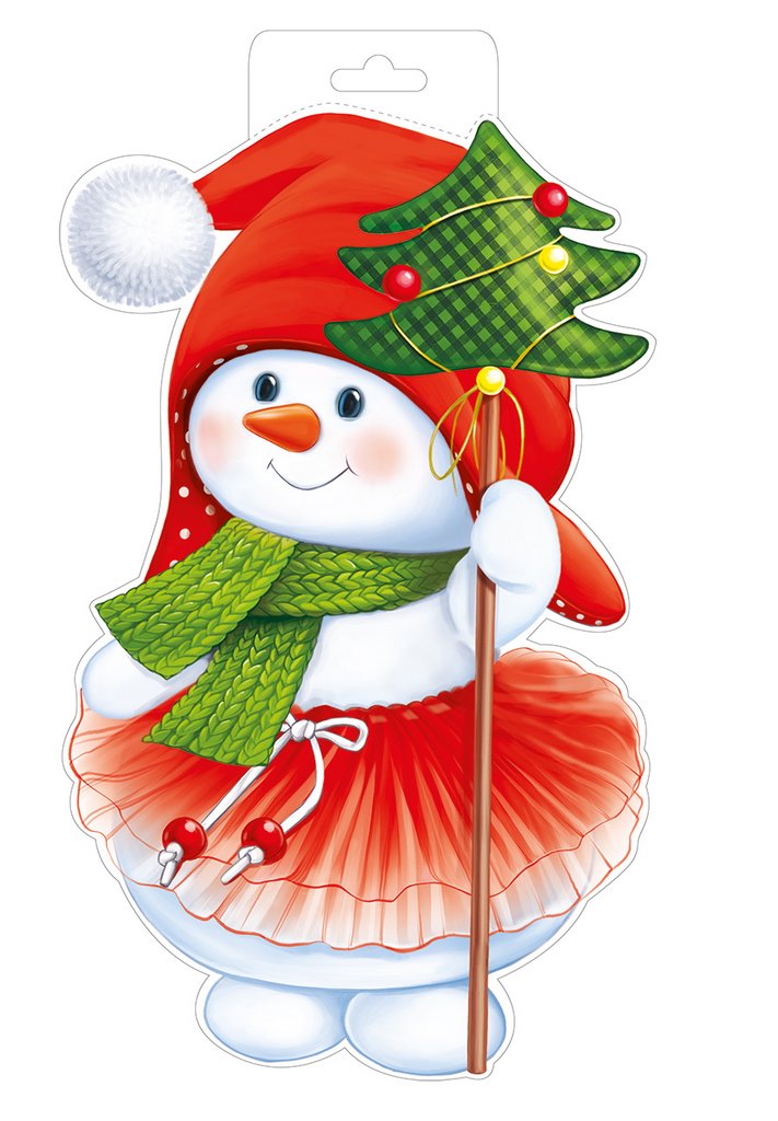 Плакат оформительский   НГ А4 "Снеговик с елочкой"