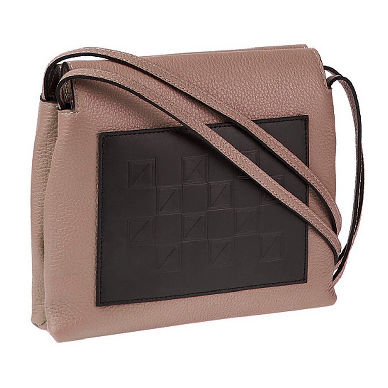 Сумка женская Dr.Koffer 23х19х5см см, нат.кожа, черн/розовая