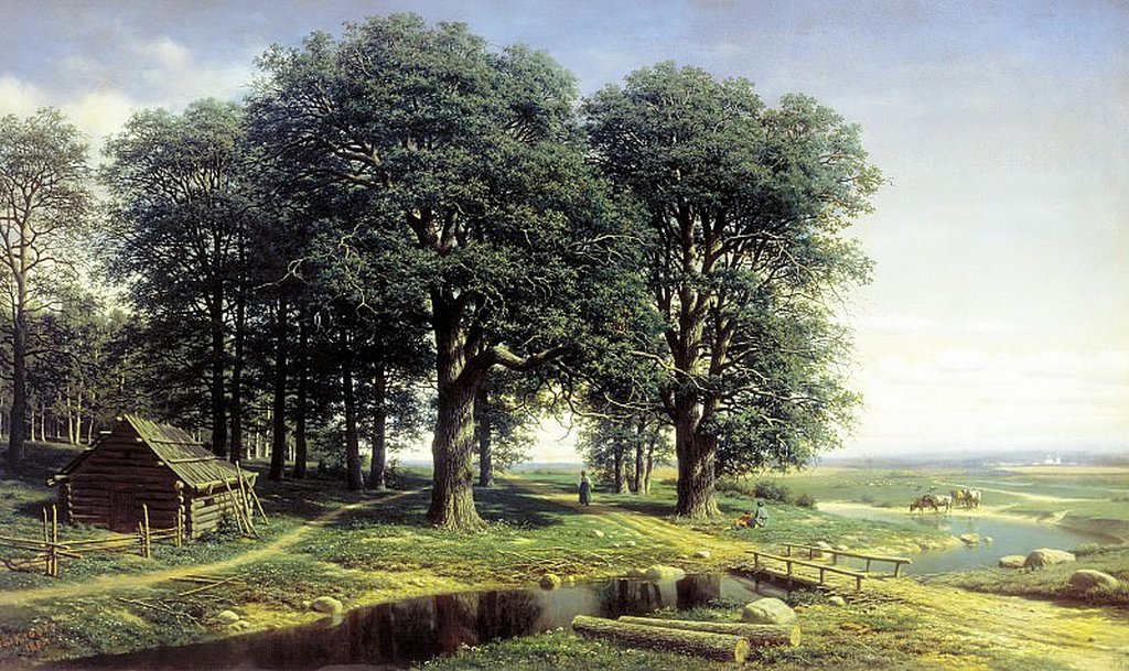 Постер на бумаге 40*50см, М.К. Клодт фон Юренсбург "Дубовая роща" 1863г