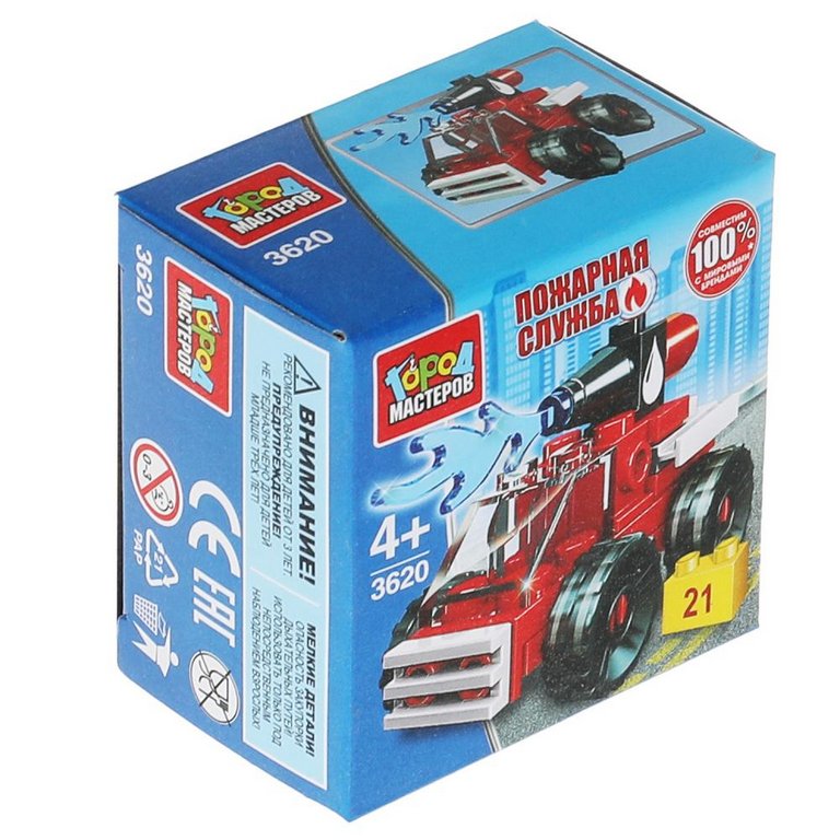 Конструктор пластиковый  21 дет. "Пожарная машина" Город мастеров