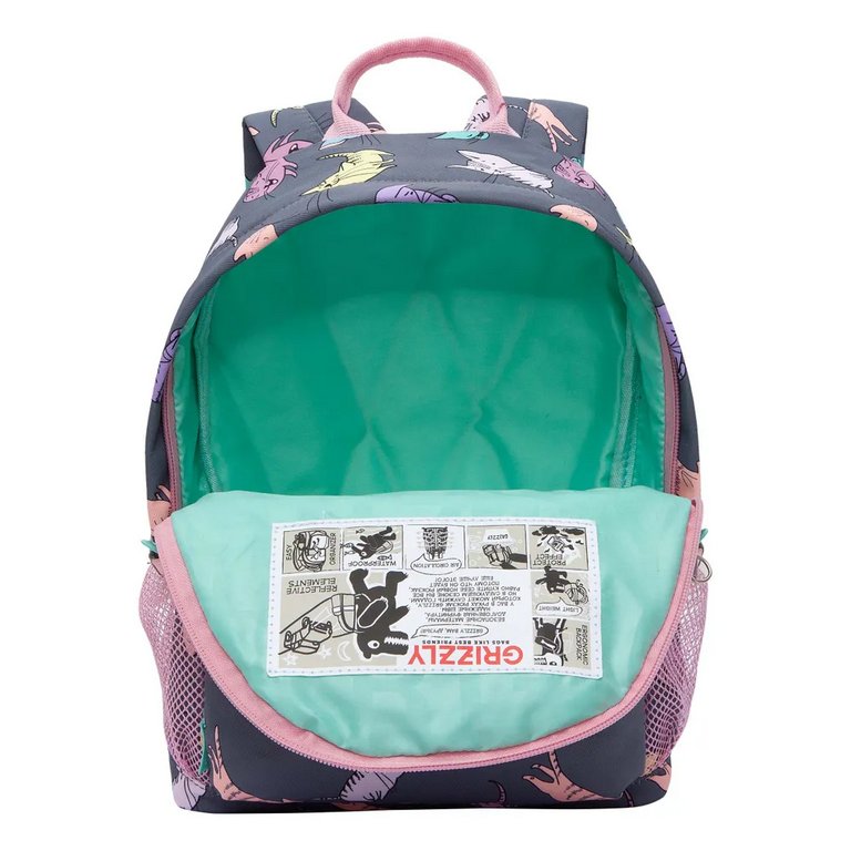 Рюкзак детский для девочки Grizzly "Котики" 21*29*8 см, серый