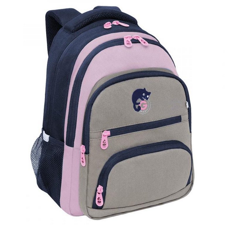 Рюкзак школьный для девочки Grizzly 30*39*20 см, т.синий/розовый